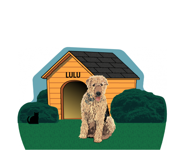Dog House, Airedale, PURRsonalize Me! Handcrafted in the USA 3/4" thick wood by Cat’s Meow Village.