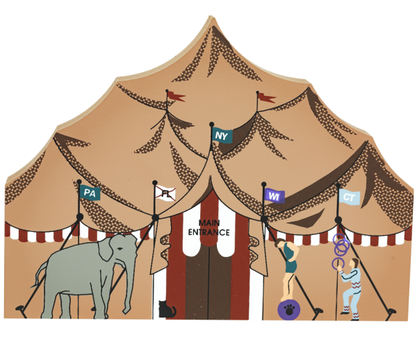 Vintage Big Top from Circus Series handcrafted from 3/4" thick wood by The Cat's Meow Village in the USA
