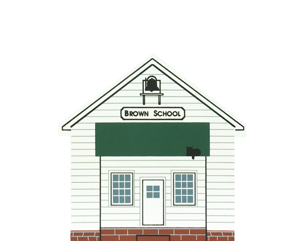 Vintage Brown School from Ohio Amish Series handcrafted from 3/4" thick wood by The Cat's Meow Village in the USA