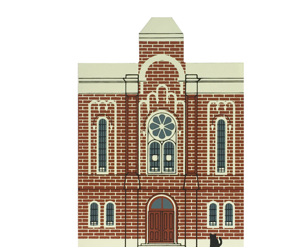 Vintage First Baptist Church from Series VI handcrafted from 3/4" thick wood by The Cat's Meow Village in the USA