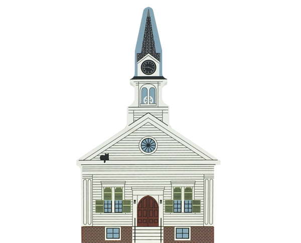 Vintage Harrington Methodist Church from New England Church Series handcrafted from 3/4" thick wood by The Cat's Meow Village in the USA