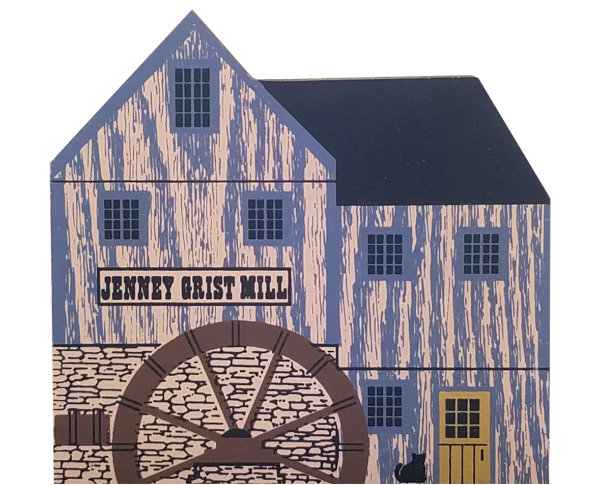 Vintage Jenney Grist Mill from Tradesman Series handcrafted from 3/4" thick wood by The Cat's Meow Village in the USA