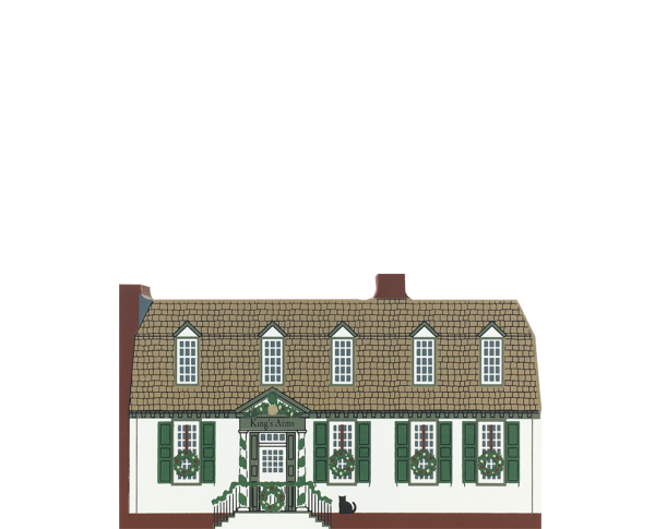 Vintage King's Arms Tavern from Traditional Williamsburg Christmas Series handcrafted from 3/4" thick wood by The Cat's Meow Village in the USA