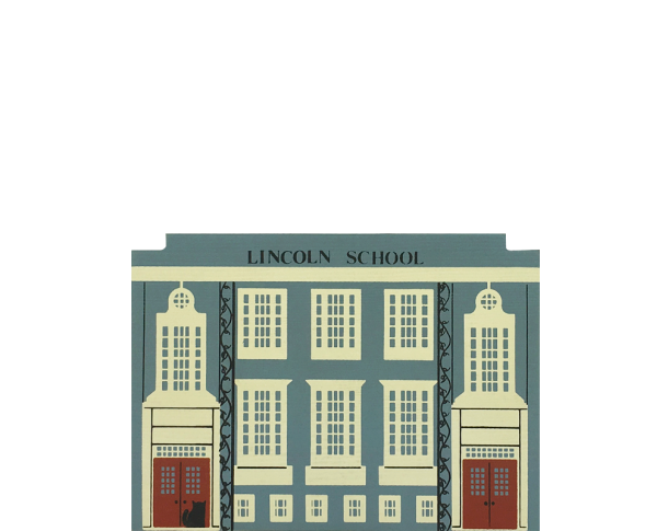 Vintage Lincoln School from Series VI handcrafted from 3/4" thick wood by The Cat's Meow Village in the USA