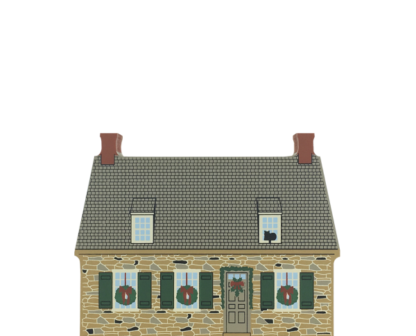 Vintage New Paltz House from Hudson River Valley Christmas Series handcrafted from 3/4" thick wood by The Cat's Meow Village in the USA