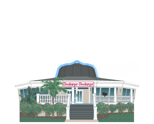 Nicely detailed replica of Cheeburger, Cheeburger, Sanibel Island, Florida. Handcrafted in the USA 3/4" thick wood by Cat’s Meow Village.