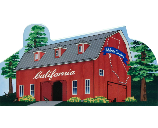 California State Barn representing facts about the state. The Golden State.