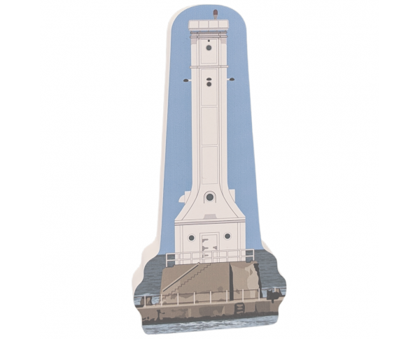 Enjoy this keepsake replica of Huron Lighthouse, Huron, Ohio.  Handcrafted in the USA 3/4" thick wood by Cat’s Meow Village.