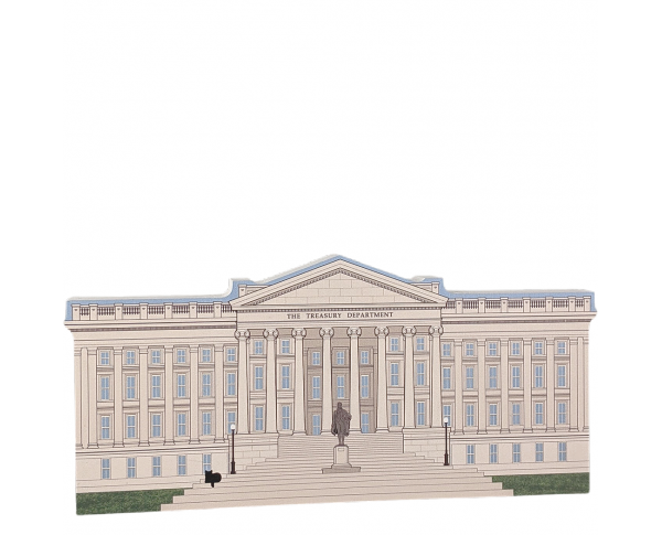 Detailed replica of the US Department of the Treasury, Washington, DC.  Handcrafted by the Cat's Meow Village in the USA.