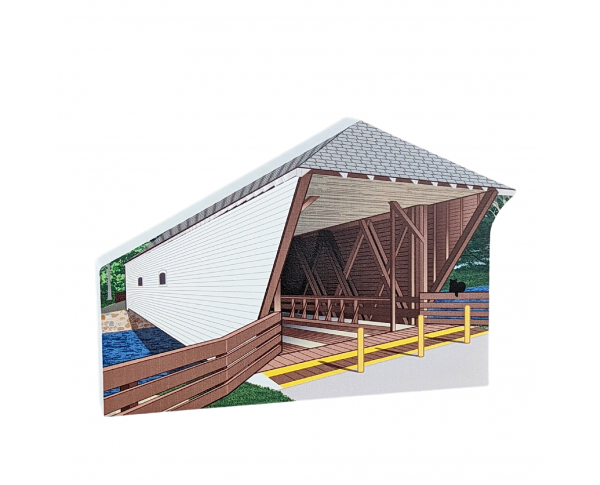Wooden collectible of the Elizabethton / Doe River Covered Bridge in Carter County, TN. handcrafted in the USA by The Cat's Meow Village.