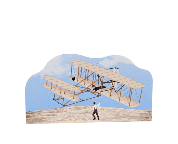 Wooden souvenir replica of the 1903 Wright Flyer handcrafted by The Cat's Meow Village in the USA.