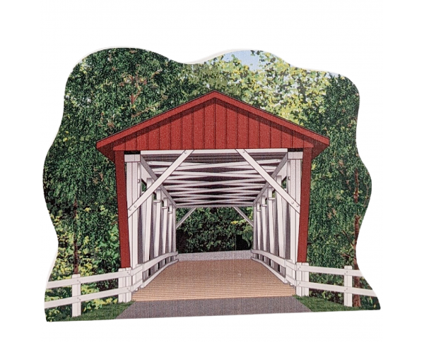 Everett Covered Bridge souvenir handcrafted in 3/4" thick wood by The Cat's Meow Village in Ohio.
