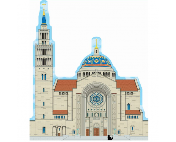 Wooden souvenir of the Basilica of the National Shrine of the Immaculate Conception, Washington DC. Handcrafted in the USA by The Cat's Meow Village.