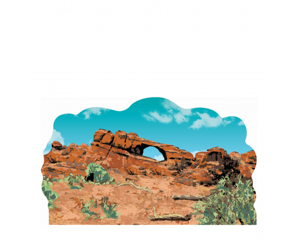 Wooden collectible of the Skyline Arch, Arches National Park, Utah handcrafted in the USA by The Cat's Meow Village