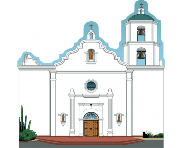 Mission San Luis Rey, Oceanside, California. Handcrafted in the USA 3/4" thick wood by Cat’s Meow Village.