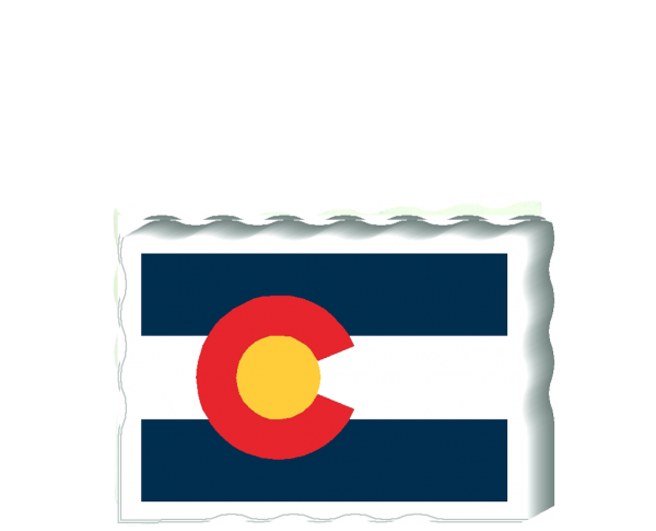 Slightly larger than a deck of cards, this wooden postcard version of the Colorado flag can fit into any nook around your home or workplace showing off your state pride! Handcrafted in the USA by The Cat's Meow Village.