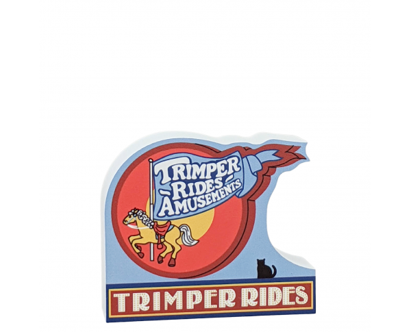 Trimpers Rides sign, Ocean City, Maryland.  Handcrafted in the USA 3/4" thick wood by Cat's Meow Village.