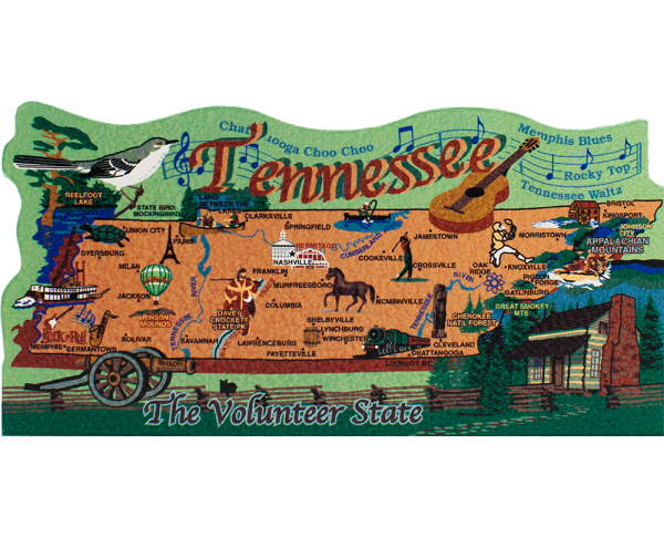 Show your state pride with a state map of Tennessee handcrafted in wood by The Cat's Meow Village