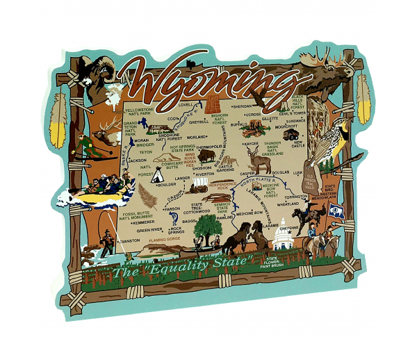 Add this 3/4" thick wooden state map of Wyoming to your home decor, handcrafted in the USA by The Cat's Meow Village