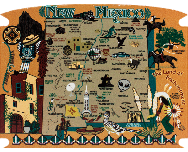 Show your state pride with a state map of New Mexico handcrafted in wood by The Cat's Meow Village
