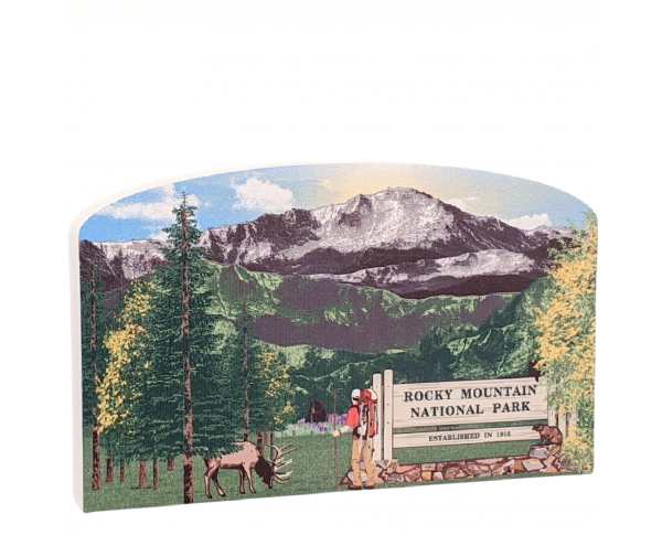If you've been to the Rocky Mountains in Colorado, then our 3/4" thick wooden scene will remind you of the views your eyes soaked in. Add it to your home decor to remember that special trip. Handcrafted in the USA by The Cat's Meow Village.