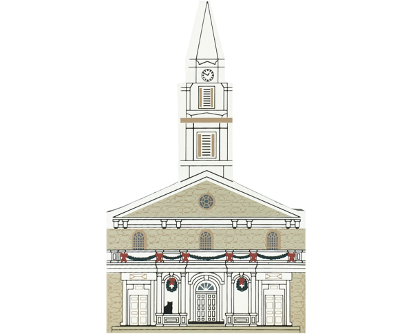 Vintage St. Mark's-In-The-Bowery from New York Christmas Series handcrafted from 3/4" thick wood by The Cat's Meow Village in the USA