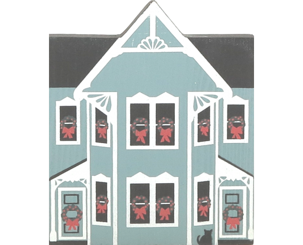Vintage Bellevue House from Western Reserve Christmas Series handcrafted from 3/4" thick wood by The Cat's Meow Village in the USA