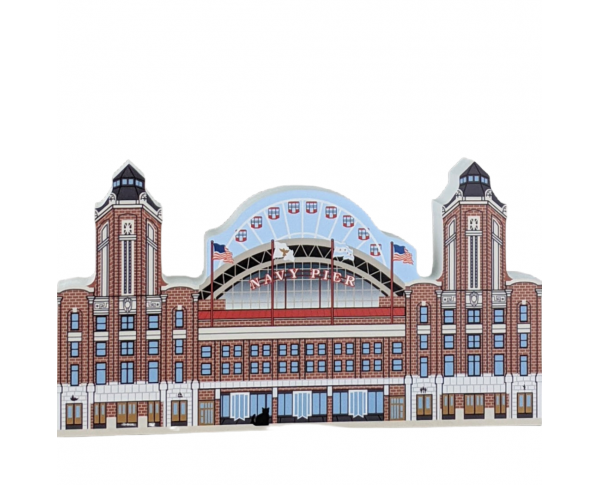 Wooden replica of the Navy Pier in Chicago, Illinois. Handcrafted in 3/4" thick wood by The Cat's Meow Village in the USA.