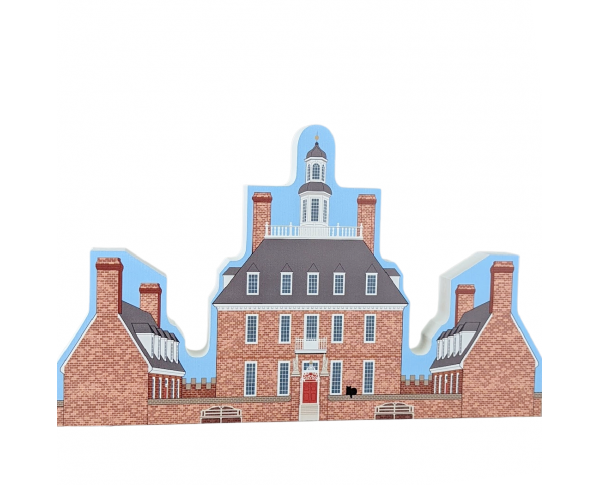 Wooden replica of the Governor's Palace, Williamsburg, VA handcrafted by The Cat's Meow Village in the USA.