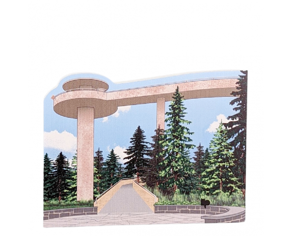 Wooden Replica of Clingmans Dome, Great Smoky Mountain National Park. Handcrafted by Cats Meow Village in USA.