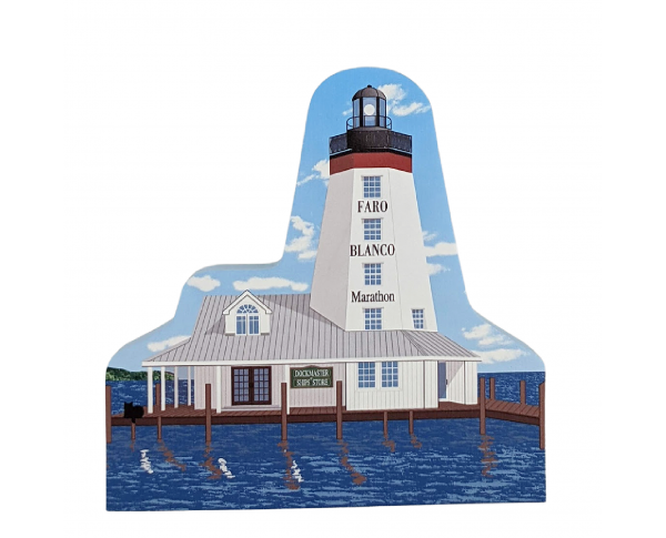 Marathon Lighthouse, Florida. Handcrafted in the USA 3/4" thick wood by Cat’s Meow Village.
