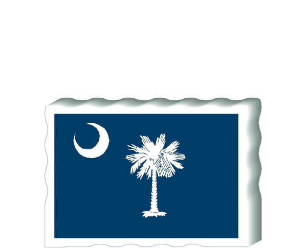 Slightly larger than a deck of cards, this wooden postcard version of the South Carolina flag can fit into any nook around your home or workplace showing off your state pride! Handcrafted in the USA by The Cat's Meow Village.