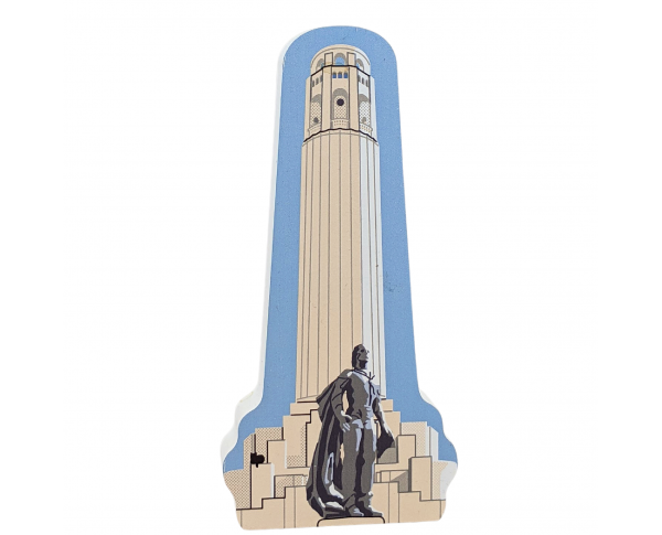 Coit Tower in San Francisco, CA. handcrafted in 3/4" wood by the Cat's Meow Village in the USA.