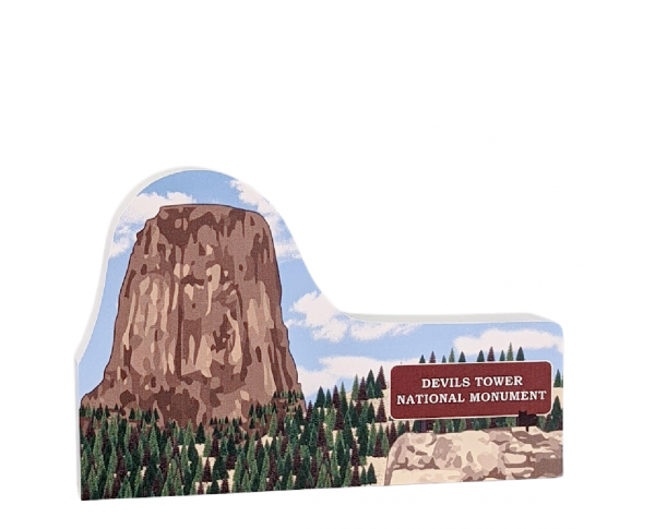 Add this wooden replica of Devils Tower in Wyoming to your home decor to celebrate the day you laid your eyes on this national monument. Handcrafted in the USA by The Cat's Meow Village of 3/4" thick wood.