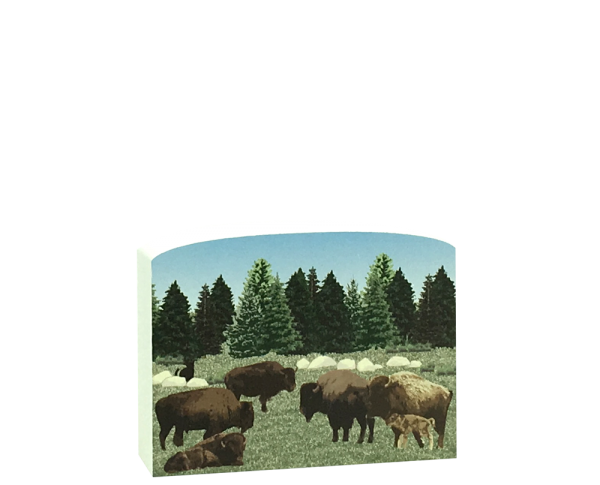 Scene of American Bison handcrafted in 3/4" thick wood by The Cat's Meow Village. Add it to your decor to remind you of your bison encounter!