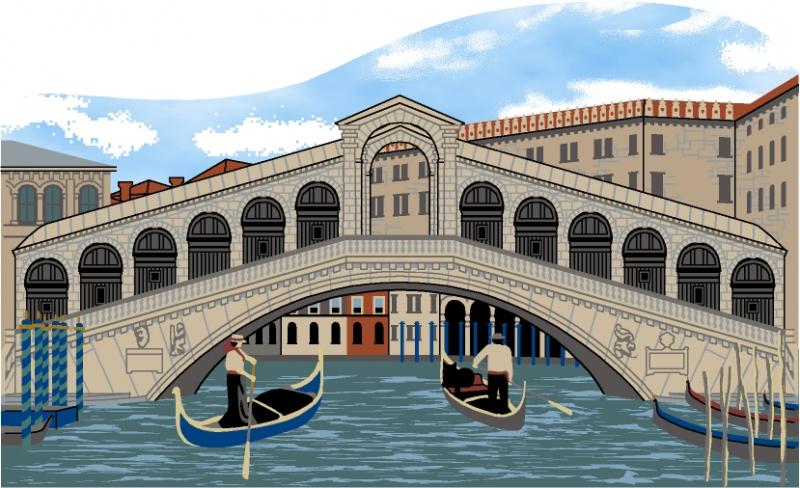 Rialto Bridge On The Grand Canal In Venice Drawing by Artokoloro  Pixels